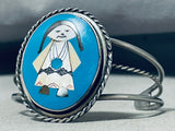 Native American Detailed Vintage Navajo Turquoise Sterling Silver Inlay Bracelet-Nativo Arts