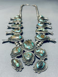 300 Gram Museum Vintage Native American Navajo Turquoise Sterling Silver Squash Blossom Necklace-Nativo Arts