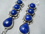 Important Navajo Lapis Sterling Silver Earrings Native American-Nativo Arts