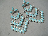 Fantastic Zuni Turquoise Sterling Silver Dangle Earrings Native American-Nativo Arts