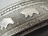 Native American Important Vintage Ben Nighthorse Campbell Heavy Sterling Silver Buckle-Nativo Arts