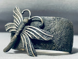 Native American One Of The Most Unique Ever Vintage Navajo Dragonfly Sterling Silver Bracelet-Nativo Arts