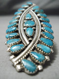 Colossal Vintage Native American Navajo Tiwsting Turquoise Sterling Silver Ring Huge-Nativo Arts