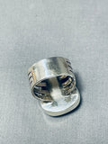 Enormous San Felipe Signed 8 Turquoise Sterling Silver Huge Ring-Nativo Arts
