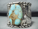 Huge San Felipe 8 Turquoise Sterling Silver Eagle Bracelet-Nativo Arts