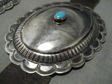 Early Hand Wrought Vintage Native American Navajo Turquoise Sterling Silver Concho Belt Old-Nativo Arts