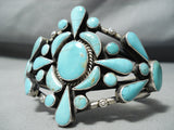Awesome Vintage Navajo Native American Turquoise Sterling Silver Bracelet Old-Nativo Arts