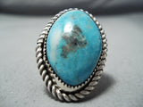 Impressive Vintage Native American Navajo Blue Diamond Turquoise Sterling Silver Ring-Nativo Arts