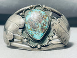 Gigantic Vintage Native American Navajo Pilot Mountain Turquoise Sterling Silver Bracelet-Nativo Arts