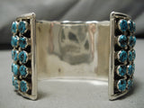One Of The Biggest Vintage Native American Navajo Snake Eyes Turquoise Sterling Silver Bracelet-Nativo Arts