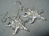 Ann Miller Navajo Sterling Silver Horny Toad Earrings Native American-Nativo Arts