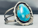 Slag Of Silver Vintage Native American Navajo Blue Gem Turquoise Sterling Silver Bracelet Old-Nativo Arts