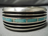 Native American Opulent Vintage Zuni Ihss Dmy Turquoise Sterling Silver Bracelet Old-Nativo Arts