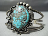 Important Vintage Native American Navajo Morenci Turquoise Sterling Silver Bracelet Old-Nativo Arts