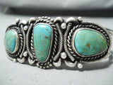 Signed Vintage Native American Navajo Royston Turquoise Sterling Silver Bracelet Old-Nativo Arts