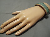 Superior Vintage Native American Navajo Royston Turquoise Inlay Sterling Silver Bracelet-Nativo Arts