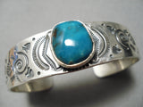 Important Navajoblue Diamond Turquoise Sterling Silver Bracelet-Nativo Arts