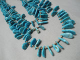 Superior Vintage Native American Navajo Turquoise Slab Multi Layer Heishi Necklace-Nativo Arts