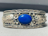 Quality Vintage Native American Navajo Lapis Sterling Silver Leaf Bracelet-Nativo Arts