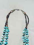 Astounding Vintage Native American Navajo Kingman Turquoise Sterling Silver Necklace With Jacla-Nativo Arts