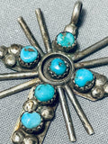 Traditional Vintage Native American Navajo Old Kingman Turquoise Sterling Silver Cross Pendant-Nativo Arts
