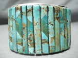 One Of The Best Native American Navajo Royston Turquosie Inlay Sterling Silver Bracelet-Nativo Arts