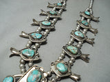 Women's Sturdy Vintage Native American Navajo Turquoise Sterling Silver Squash Blossom Necklace-Nativo Arts