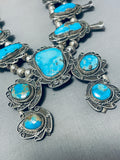 Gasp! 213 Gram Vintage Native American Navajo Turquoise Sterling Silver Squash Blossom Necklace-Nativo Arts