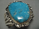 Incredible Vintage Native American Navajo Turquoise Mountain Sterling Silver Nez Bracelet Old-Nativo Arts