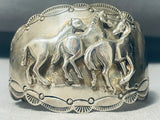 Kentucky Derby Horse Family Vintage Sterling Silver Bracelet Cuff-Nativo Arts