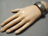 So Detailed!! Vintage Native American Navajo Sterling Silver Hand Tooled Bracelet Old-Nativo Arts