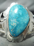 Vivid Vintage Native American Navajo Carico Lake Turquoise Sterling Silver Bracelet-Nativo Arts