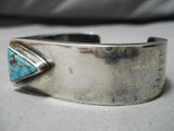 Stunning Modernistic Native American Navajo Carico Lake Turquoise Sterling Silver Bracelet Cuff-Nativo Arts