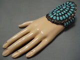 Rare Fat Teardrop Royston Turquoise Vintage Native American Navajo Sterling Silver Bracelet-Nativo Arts