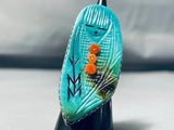 Native American The Most Intricately Hand Carved Turquoise Maiden Sterling Silver Zuni Ring-Nativo Arts