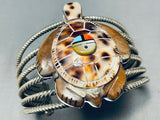 One Of The Best Ever Vintage Native American Zuni Turtle Turquoise Sterling Silver Bracelet Cuff-Nativo Arts