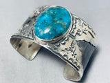 Stunning San Felipe Colossal Pilot Mountain Turquoise Sterling Silver Bracelet-Nativo Arts