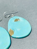 Native American Beautiful Santo Domingo Royston Turquoise Sterling Silver Earrings-Nativo Arts