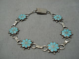 Vintage Zuni Native American Blue Gem Turquoise Sterling Silver Bracelet-Nativo Arts