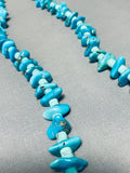 Spectacular Vintage Native American Navajo Old Kingman Turquoise Sterling Silver Necklace-Nativo Arts