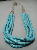 Stunning 234 Grams Vintage Native American Navajo Spiderweb Turquoise Heishi Necklace Old-Nativo Arts