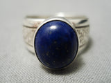 Important Native American Zuni Vintage Mike Simplicio Lapis Sterling Silver Ring-Nativo Arts