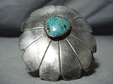 Colossal Vintage Native American Navajo Sterling Silver Shield Turquoise Bracelet Old-Nativo Arts