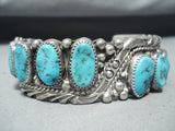 Signed Vintage Native American Navajo Morenci Turquoise Sterling Silver Bracelet-Nativo Arts