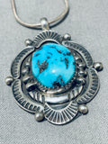 Stealthy Vintage Native American Navajo Turquoise Sterling Silver Sun Necklace-Nativo Arts