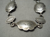 Helen Chee Yazzie Vintage Native American Navajo Hand Tool Sterling Silver Concho Belt Necklace-Nativo Arts