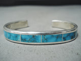 Dramatic Zuni Kingman Turquoise Sterling Silver Bracelet Native American-Nativo Arts