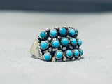 Early Vintage Native American Zuni Turquoise Eyes Sterling Silver Ring-Nativo Arts