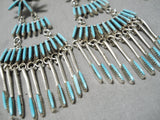 Noteworthy Vintage Native American Zuni Turquoise Sterling Silver Dangle Earrings Old-Nativo Arts
