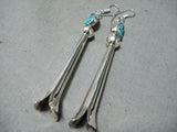 Outstanding Navajo Native American Turquoise Sterling Silver Blossom Earrings-Nativo Arts